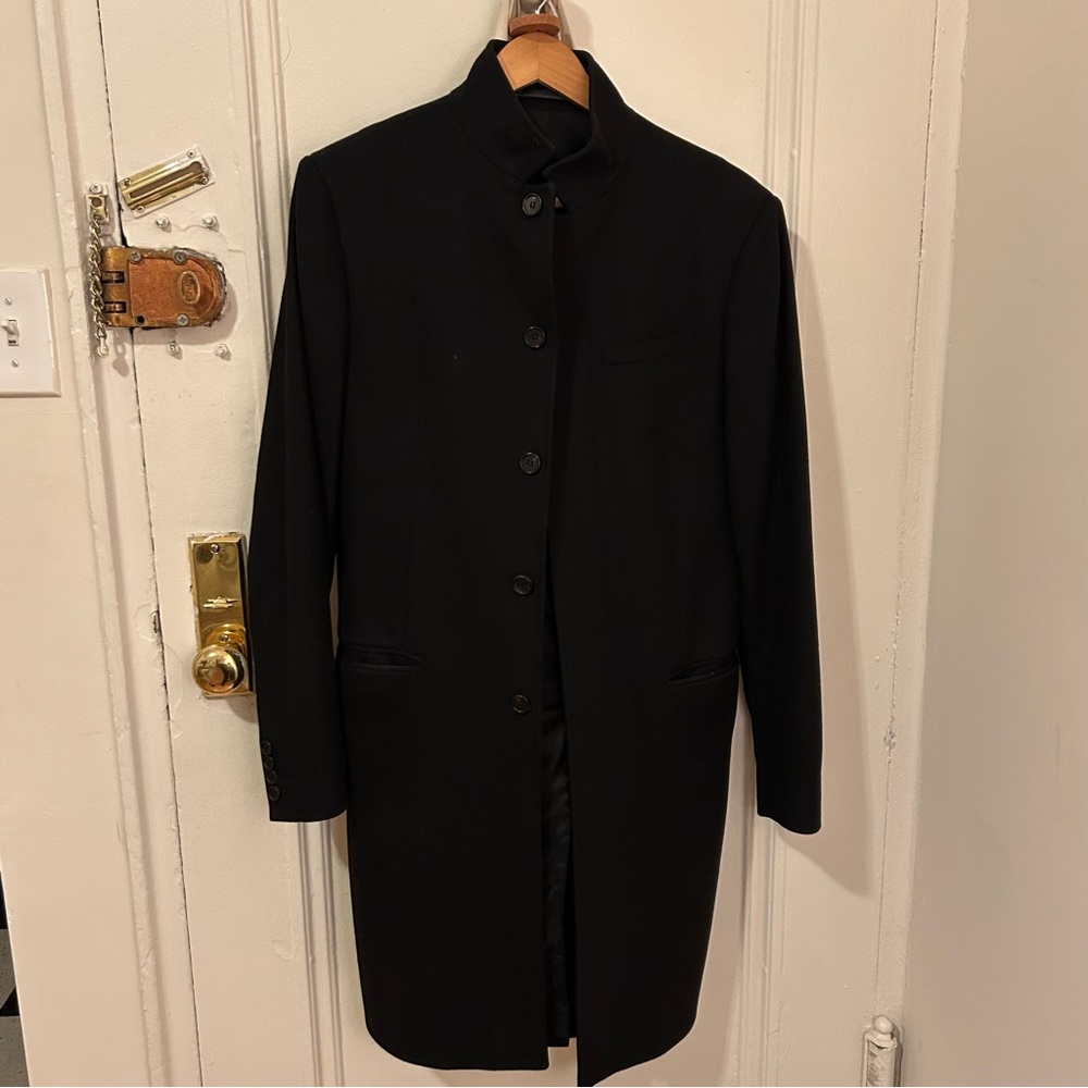 AllSaints Black Wool Overcoat